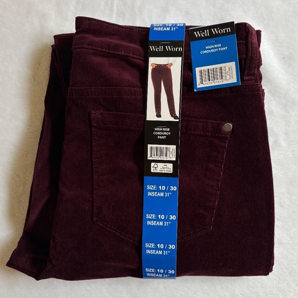 Well Worn brand: High Rise, Soft Corduroy Skinny Pants, Red, Size 10 (W30), NWT - Picture 4 of 16